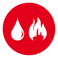 Esders Icon Wassertropfen und Gasflamme