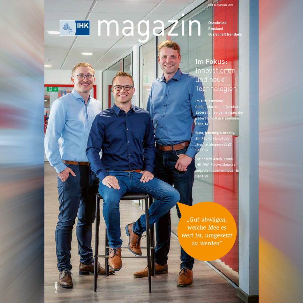 Alle drei Esders Brüder wurden vom IHK Magazin interviewed - das ist das Cover für die Ausgabe.